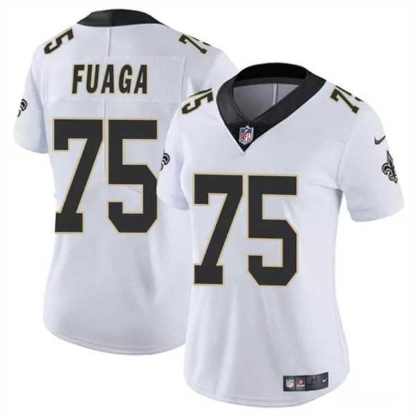 Women%27s New Orleans Saints #75 Taliese Fuaga White 2024 Draft Vapor Stitched Game Jersey Dzhi